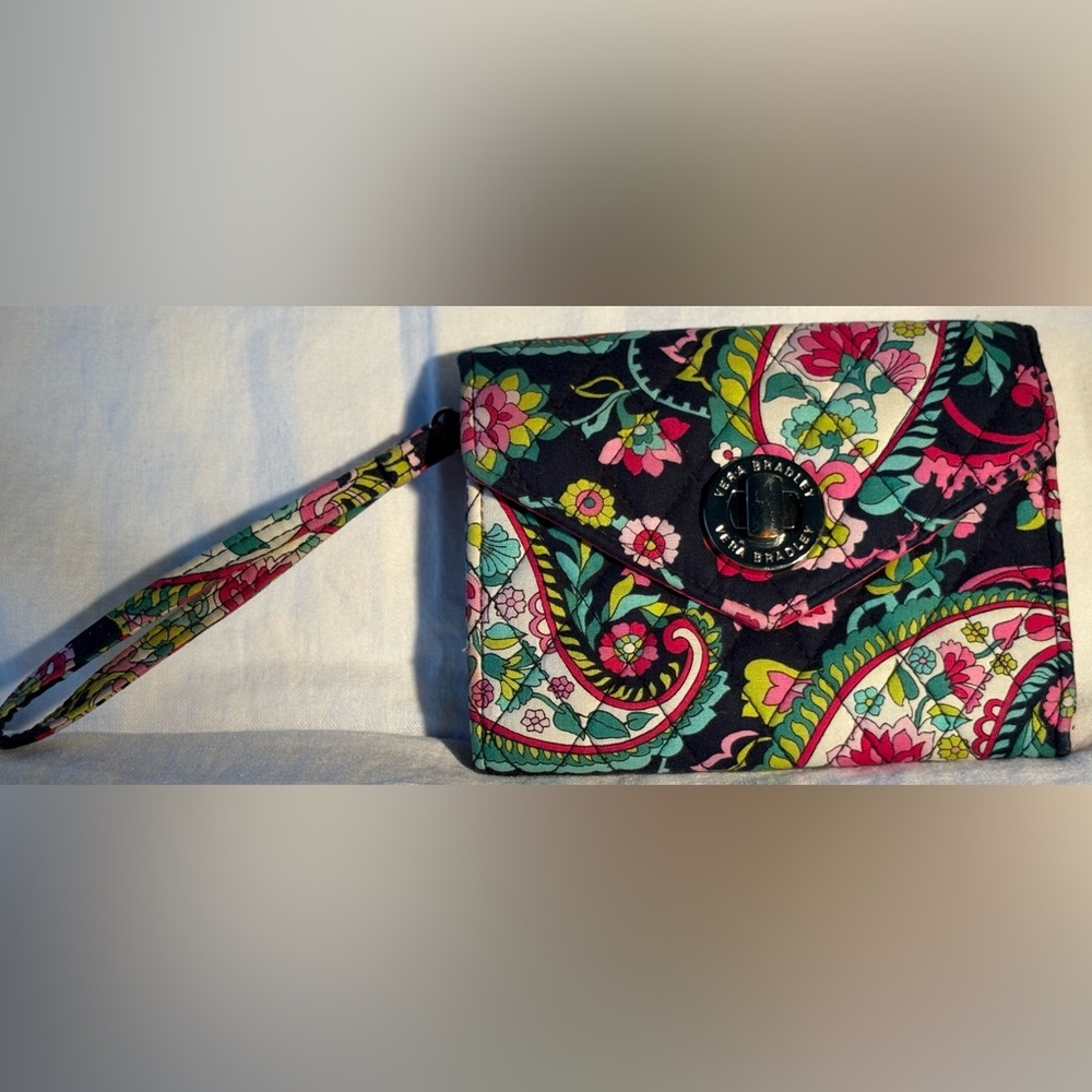 Retired Vera Bradley Turn lock Wristlet Wallet, Petal Paisley